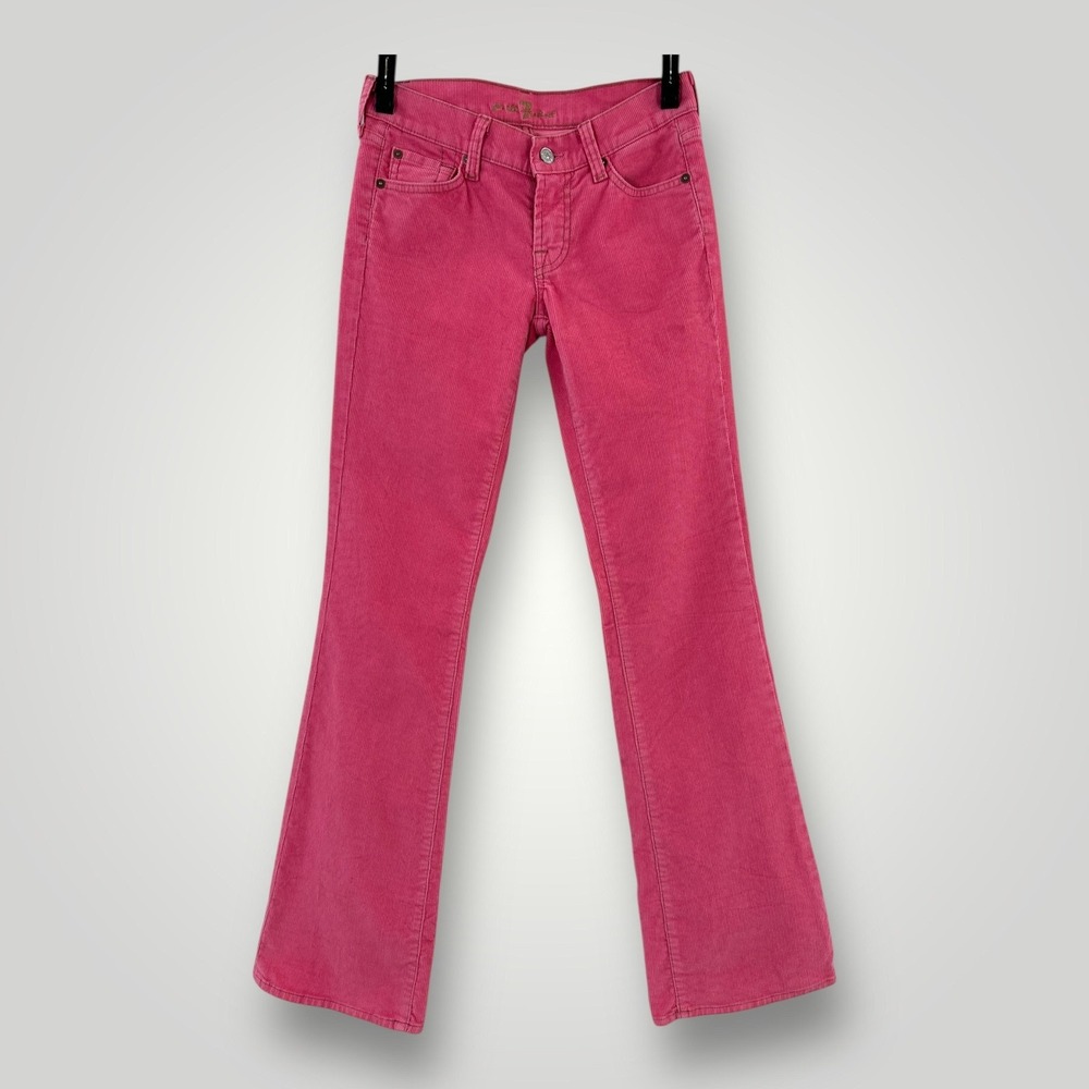 7 For All Mankind Pants Womens Size 25 Pink Corduroy Low‎ Rise Bootcut Made USA